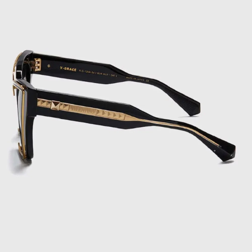 NWT Valentino V-GRACE-BLK - GLD Black Yellow 54mm Sunglasses